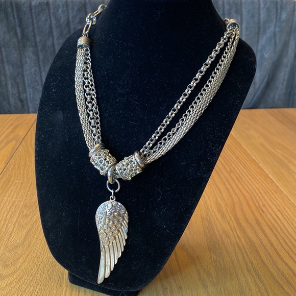 Silver Angel Wing with Rhinestones. - Picture 2 of 4